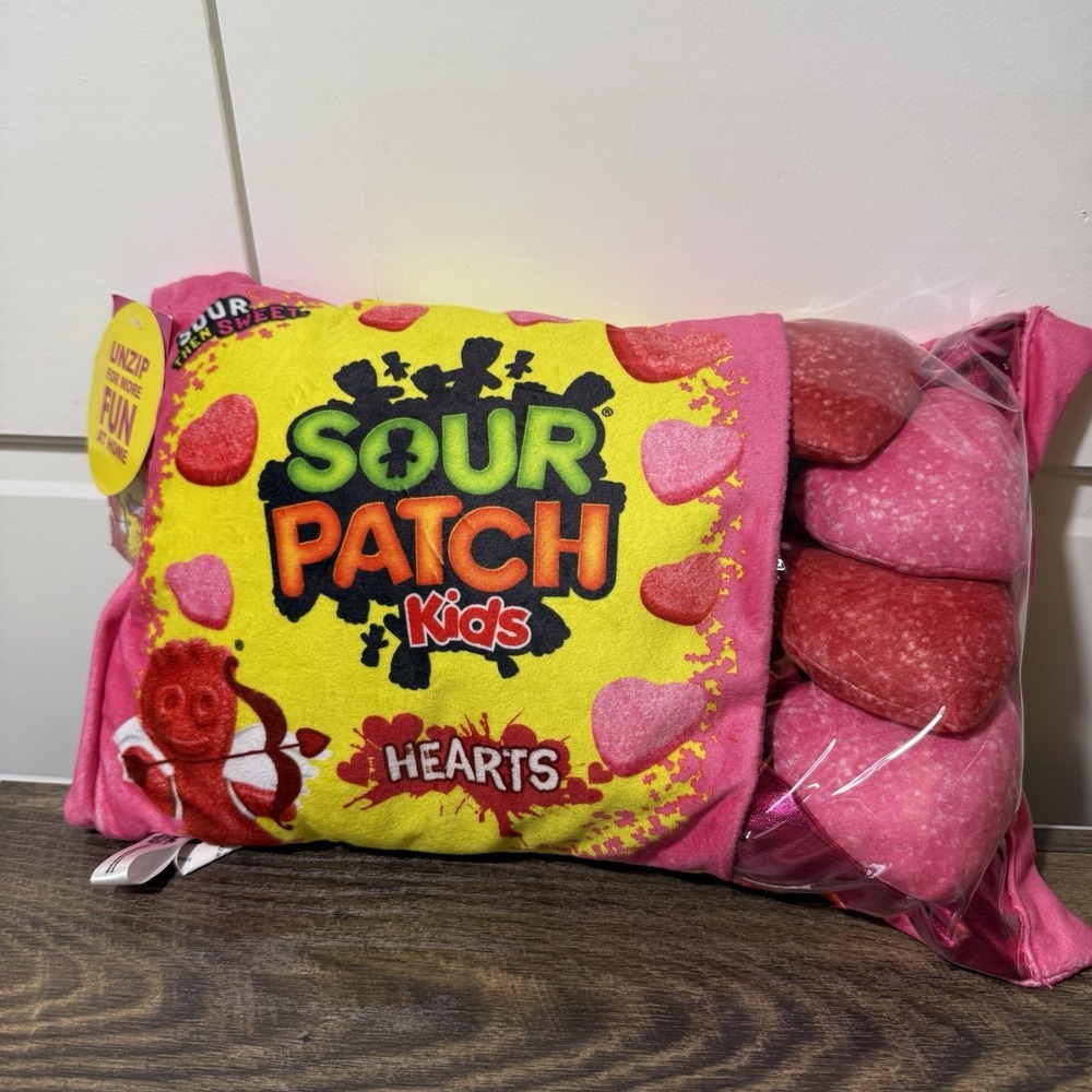 Iscream Sour Patch Kids Message Hearts 💞 Novelty Plush Pillow 14x9 & Minis NWT!